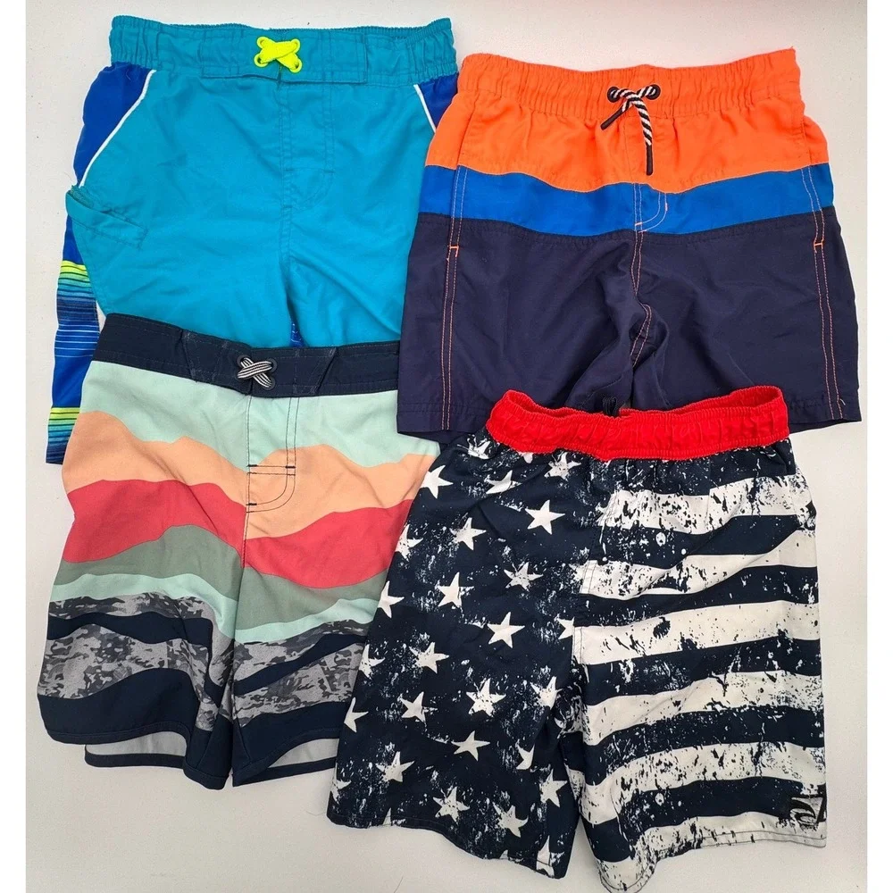 Lot of 4 Boys Swim Trunks‎ Size 6-7 Small Wonder Nation OP Mixed Brands